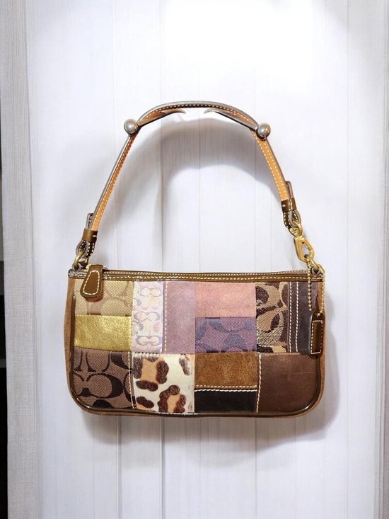 Coach Handbags - Coach Patchwork Leather & Suede Shoulder Bag - Brown Multi
